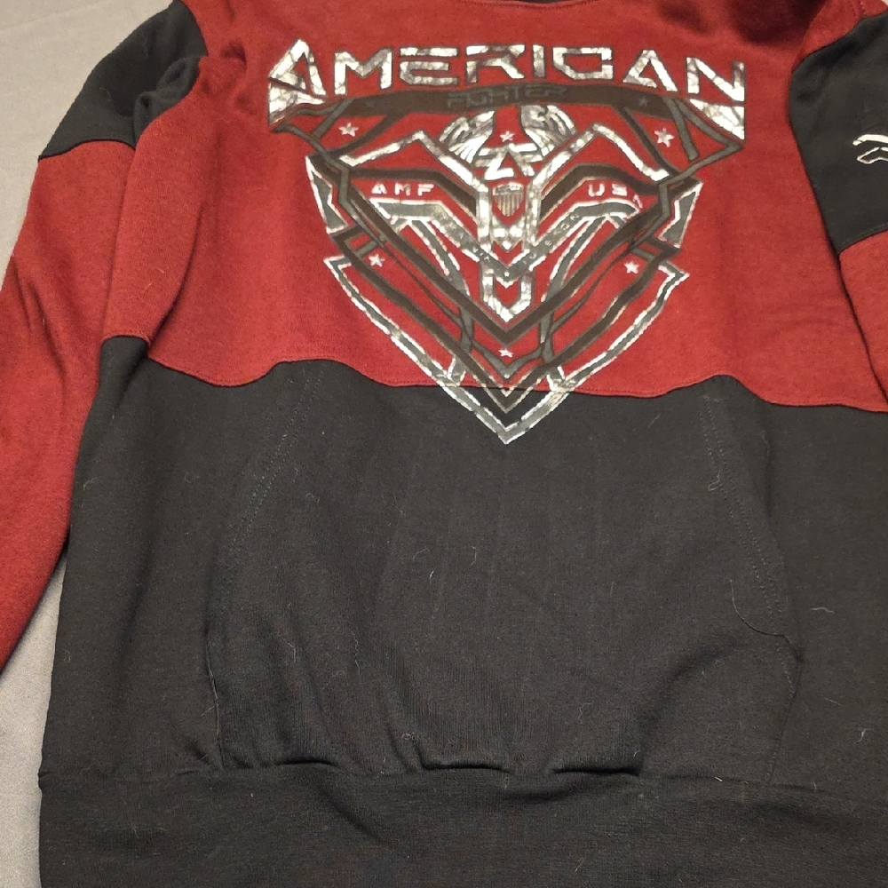 American Fighter Red and Black Hoodie